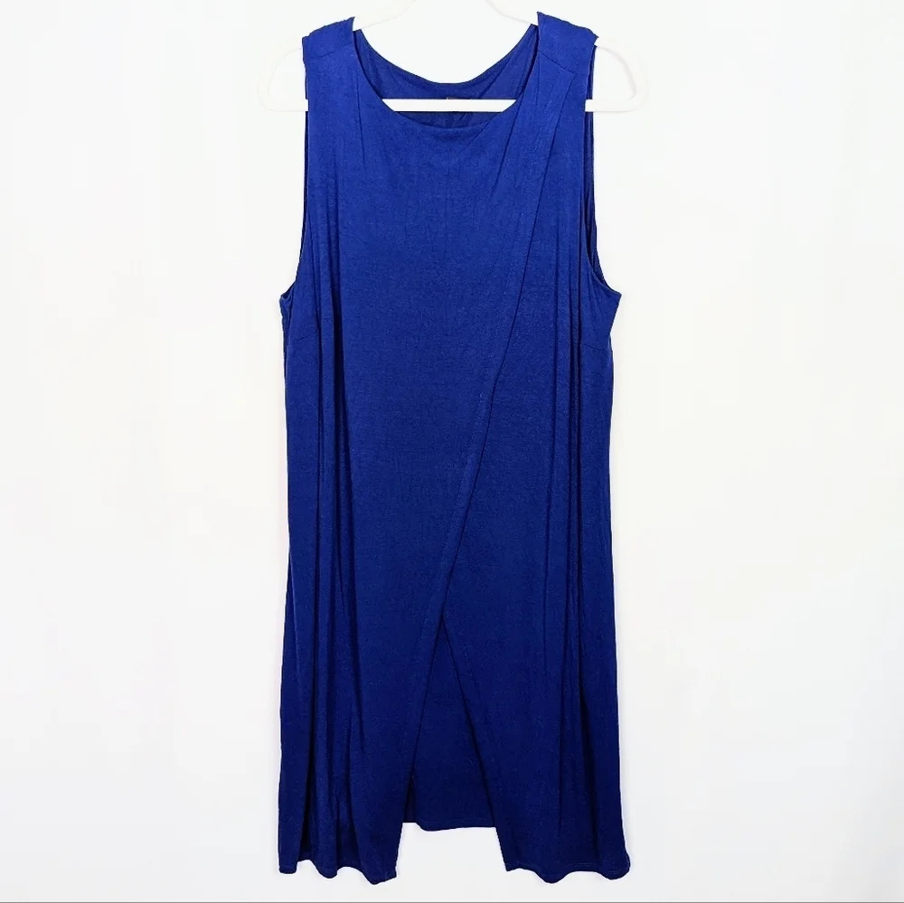 J.Jill Wearable Collection Cross Over Knit Knee Length Dress Classic Stretch 1X